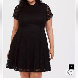 Torrid Mini Black Lace High Neck Skater Dress NWT Size 00/L